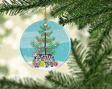 Load image into Gallery viewer, European Shorthair #2 Cat Merry Christmas Ornament - Round Ceramic Ornament – Artist-Designed Keepsake Decoration