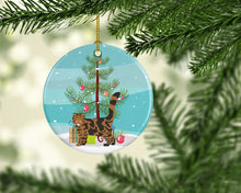 Load image into Gallery viewer, Foldex Exotic Fold #2 Cat Merry Christmas Ornament - Round Ceramic Ornament – Artist-Designed Keepsake Decoration