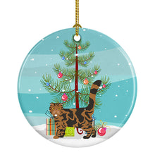 Load image into Gallery viewer, Foldex Exotic Fold #2 Cat Merry Christmas Ornament - Round Ceramic Ornament – Artist-Designed Keepsake Decoration