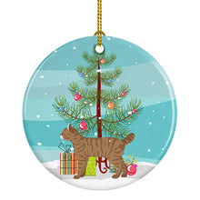 Load image into Gallery viewer, Highlander Lynx #1 Cat Merry Christmas Ornament - Round Ceramic Ornament – Artist-Designed Keepsake Decoration