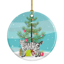 Load image into Gallery viewer, Highlander Lynx #2 Cat Merry Christmas Ornament - Round Ceramic Ornament – Artist-Designed Keepsake Decoration