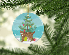 Load image into Gallery viewer, Highlander Lynx #3 Cat Merry Christmas Ornament - Round Ceramic Ornament – Artist-Designed Keepsake Decoration