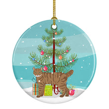 Load image into Gallery viewer, Highlander Lynx #3 Cat Merry Christmas Ornament - Round Ceramic Ornament – Artist-Designed Keepsake Decoration