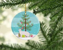 Load image into Gallery viewer, Khao Manee #1 Cat Merry Christmas Ornament - Round Ceramic Ornament – Artist-Designed Keepsake Decoration