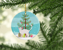 Load image into Gallery viewer, Khao Manee #2 Cat Merry Christmas Ornament - Round Ceramic Ornament – Artist-Designed Keepsake Decoration