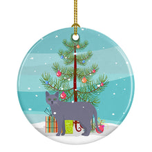 Load image into Gallery viewer, Korat #1 Cat Merry Christmas Ornament - Round Ceramic Ornament – Artist-Designed Keepsake Decoration