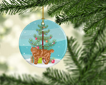 Load image into Gallery viewer, Kurilian Bobtail Cat Merry Christmas Ornament - Round Ceramic Ornament – Artist-Designed Keepsake Decoration
