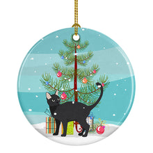 Load image into Gallery viewer, Malayan #2 Cat Merry Christmas Ornament - Round Ceramic Ornament – Artist-Designed Keepsake Decoration