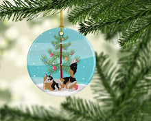 Load image into Gallery viewer, Munchkin #3 Cat Merry Christmas Ornament - Round Ceramic Ornament – Artist-Designed Keepsake Decoration