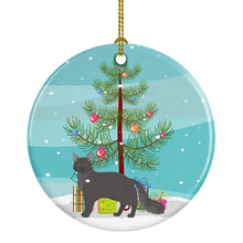 Load image into Gallery viewer, Nebelung #1 Cat Merry Christmas Ornament - Round Ceramic Ornament – Artist-Designed Keepsake Decoration