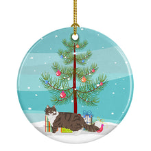 Load image into Gallery viewer, Norwegian Forest Cat Merry Christmas Ornament - Round Ceramic Ornament – Artist-Designed Keepsake Decoration