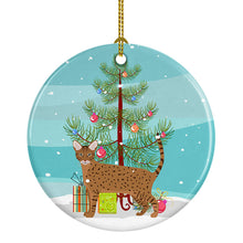 Load image into Gallery viewer, Ocicat Cat Merry Christmas Ornament - Round Ceramic Ornament – Artist-Designed Keepsake Decoration
