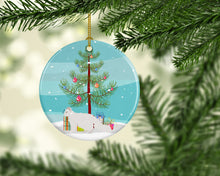 Load image into Gallery viewer, Oregon Rex #2 Cat Merry Christmas Ornament - Round Ceramic Ornament – Artist-Designed Keepsake Decoration