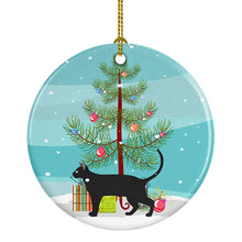 Load image into Gallery viewer, Pantherette Cat Merry Christmas Ornament - Round Ceramic Ornament – Artist-Designed Keepsake Decoration