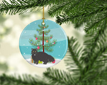 Load image into Gallery viewer, Black Persian Traditional Cat Merry Christmas Ornament - Round Ceramic Ornament – Artist-Designed Keepsake Decoration