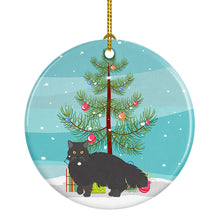 Load image into Gallery viewer, Black Persian Traditional Cat Merry Christmas Ornament - Round Ceramic Ornament – Artist-Designed Keepsake Decoration