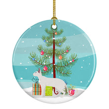 Load image into Gallery viewer, Peterbald #1 Cat Merry Christmas Ornament - Round Ceramic Ornament – Artist-Designed Keepsake Decoration
