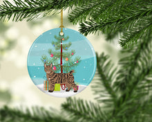Load image into Gallery viewer, Pixie Bob #1 Cat Merry Christmas Ornament - Round Ceramic Ornament – Artist-Designed Keepsake Decoration