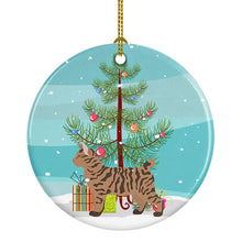 Load image into Gallery viewer, Pixie Bob #2 Cat Merry Christmas Ornament - Round Ceramic Ornament – Artist-Designed Keepsake Decoration