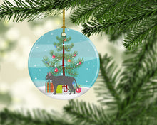Load image into Gallery viewer, Russian Blue #2 Cat Merry Christmas Ornament - Round Ceramic Ornament – Artist-Designed Keepsake Decoration