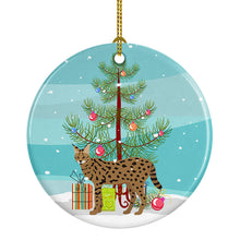 Load image into Gallery viewer, Savannah #3 Cat Merry Christmas Ornament - Round Ceramic Ornament – Artist-Designed Keepsake Decoration