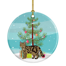 Load image into Gallery viewer, Scottish Straight #2 Cat Merry Christmas Ornament - Round Ceramic Ornament – Artist-Designed Keepsake Decoration