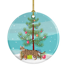 Load image into Gallery viewer, Serengeti Cat Merry Christmas Ornament - Round Ceramic Ornament – Artist-Designed Keepsake Decoration