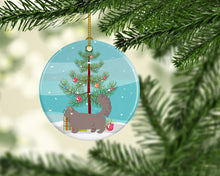 Load image into Gallery viewer, Skookum #2 Cat Merry Christmas Ornament - Round Ceramic Ornament – Artist-Designed Keepsake Decoration
