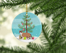 Load image into Gallery viewer, Snowshoe Cat Merry Christmas Ornament - Round Ceramic Ornament – Artist-Designed Keepsake Decoration