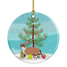 Load image into Gallery viewer, Snowshoe Cat Merry Christmas Ornament - Round Ceramic Ornament – Artist-Designed Keepsake Decoration