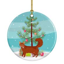 Load image into Gallery viewer, Somali Cat Merry Christmas Ornament - Round Ceramic Ornament – Artist-Designed Keepsake Decoration