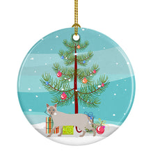 Load image into Gallery viewer, Thai Lilac Cat Merry Christmas Ornament - Round Ceramic Ornament – Artist-Designed Keepsake Decoration