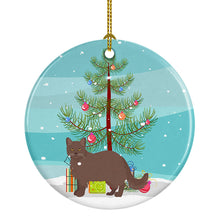Load image into Gallery viewer, York Chocolate #1 Cat Merry Christmas Ornament - Round Ceramic Ornament – Artist-Designed Keepsake Decoration