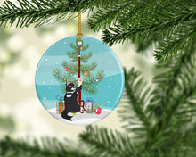Load image into Gallery viewer, American Polydactyl Cat Merry Christmas Ornament - Round Ceramic Ornament – Artist-Designed Keepsake Decoration
