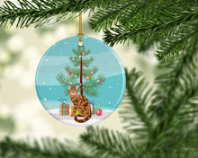 Load image into Gallery viewer, Bengal Cat Merry Christmas Ornament - Round Ceramic Ornament – Artist-Designed Keepsake Decoration