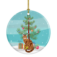 Load image into Gallery viewer, Bengal Cat Merry Christmas Ornament - Round Ceramic Ornament – Artist-Designed Keepsake Decoration