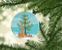 Load image into Gallery viewer, Devon Rex #1 Cat Merry Christmas Ornament - Round Ceramic Ornament – Artist-Designed Keepsake Decoration