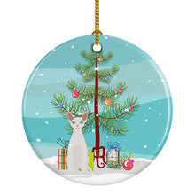 Load image into Gallery viewer, Devon Rex #2 Cat Merry Christmas Ornament - Round Ceramic Ornament – Artist-Designed Keepsake Decoration