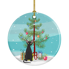 Load image into Gallery viewer, Devon Rex #3 Cat Merry Christmas Ornament - Round Ceramic Ornament – Artist-Designed Keepsake Decoration