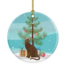 Load image into Gallery viewer, Havana Brown Cat Merry Christmas Ornament - Round Ceramic Ornament – Artist-Designed Keepsake Decoration
