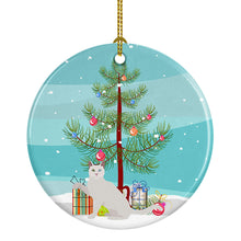 Load image into Gallery viewer, Khao Manee Cat Merry Christmas Ornament - Round Ceramic Ornament – Artist-Designed Keepsake Decoration