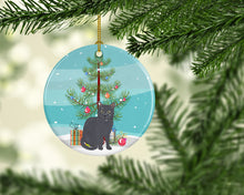 Load image into Gallery viewer, Nebelung Cat Merry Christmas Ornament - Round Ceramic Ornament – Artist-Designed Keepsake Decoration