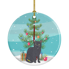 Load image into Gallery viewer, Nebelung Cat Merry Christmas Ornament - Round Ceramic Ornament – Artist-Designed Keepsake Decoration
