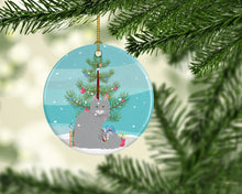 Load image into Gallery viewer, Norwegian Forest Cat Merry Christmas Ornament - Round Ceramic Ornament – Artist-Designed Keepsake Decoration