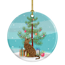 Load image into Gallery viewer, Ocicat #2 Cat Merry Christmas Ornament - Round Ceramic Ornament – Artist-Designed Keepsake Decoration