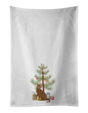 Load image into Gallery viewer, Ocicat #2 Cat Merry Christmas White Kitchen Towel Set of 2