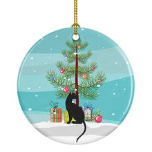 Load image into Gallery viewer, Pantherette Cat Merry Christmas Ornament - Round Ceramic Ornament – Artist-Designed Keepsake Decoration