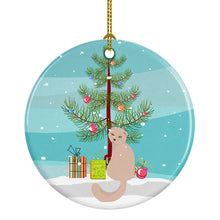 Load image into Gallery viewer, Scottish Fold Cat Merry Christmas Ornament - Round Ceramic Ornament – Artist-Designed Keepsake Decoration