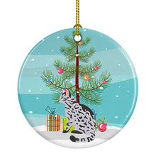 Load image into Gallery viewer, Serengeti Cat Merry Christmas Ornament - Round Ceramic Ornament – Artist-Designed Keepsake Decoration