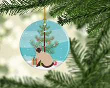 Load image into Gallery viewer, Siamese Traditional Cat Merry Christmas Ornament - Round Ceramic Ornament – Artist-Designed Keepsake Decoration